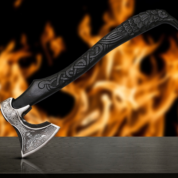 Viking Raven Crow Axe - Picture 7 of 7